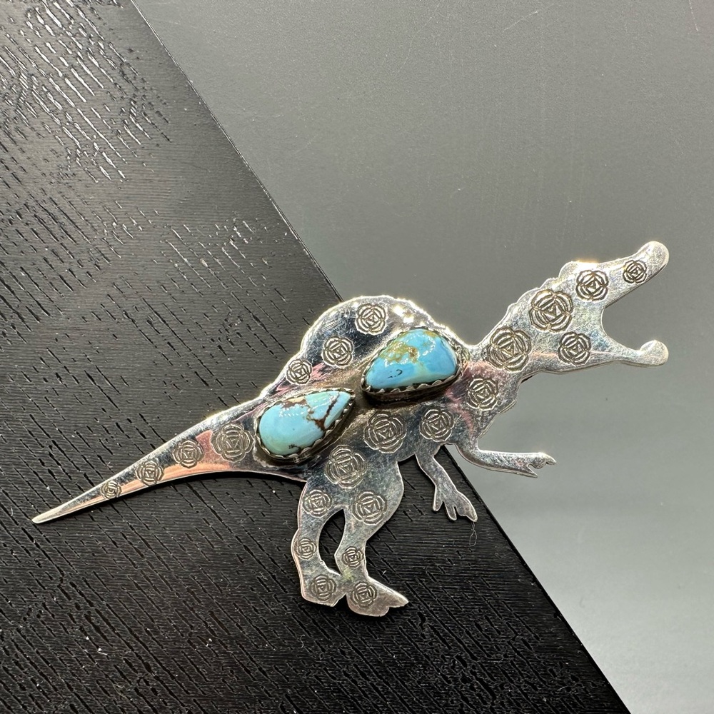 Golden Hills Turquoise Sterling Silver 925 Dinosaur 🦖 Spinosaurus Handmade Hook